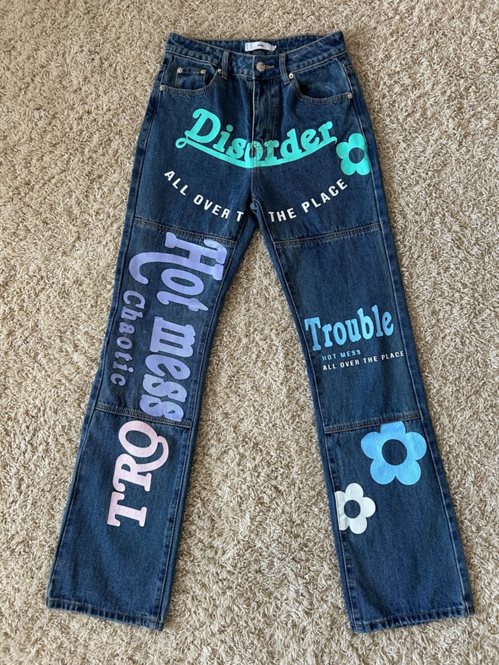 Adika Jeans with Graphic Print 
Size S